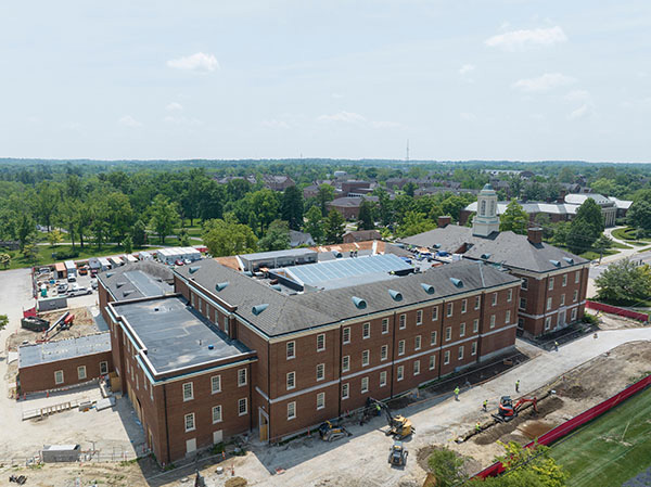 Drone view of Bachelor Hall 