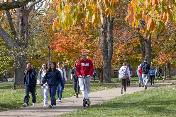 Miami University students on the Oxford campus