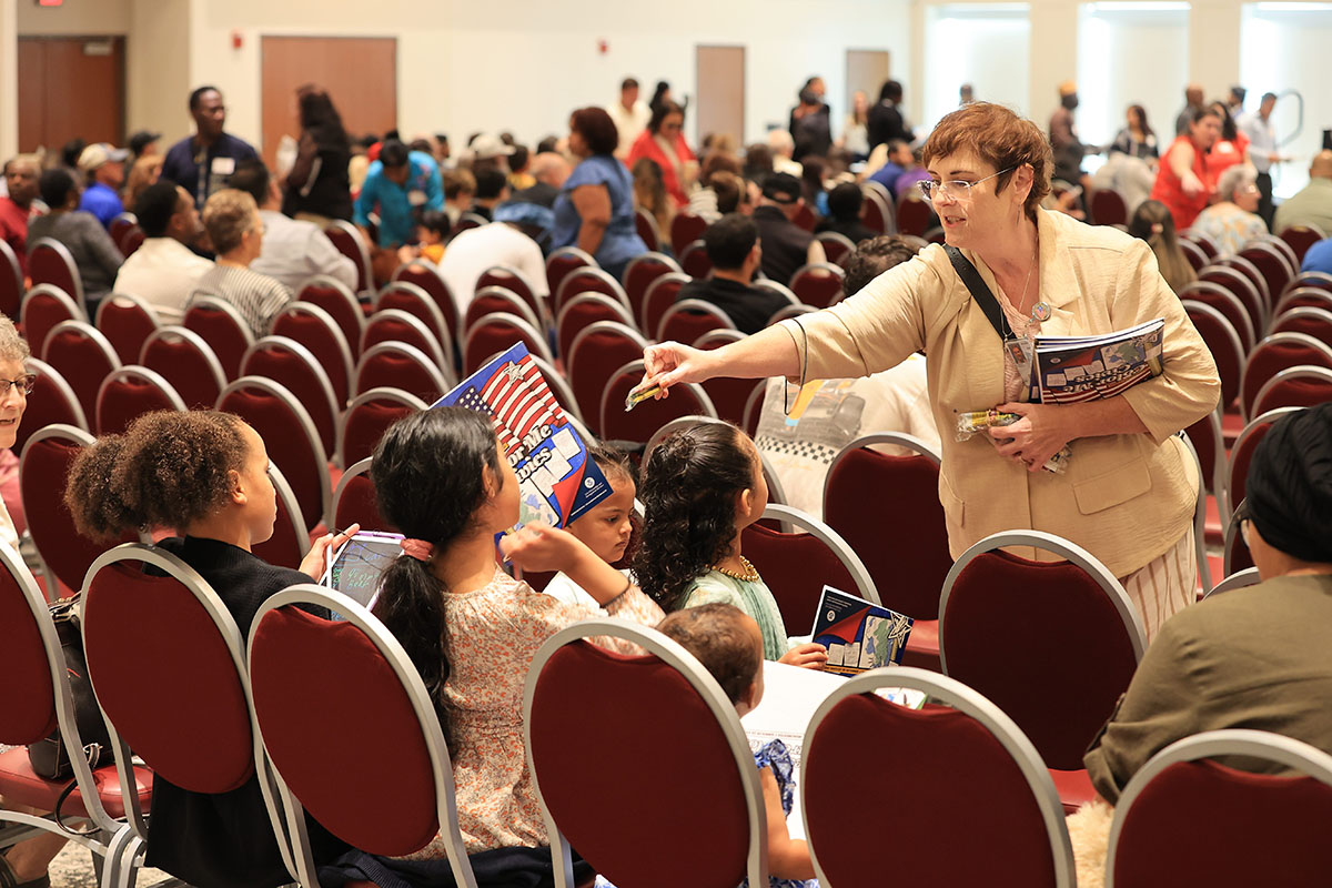 Nearly 100 people were formally sworn in as United States citizens during a U.S. District Court Naturalization Ceremony held Sept. 17 at Fritz Pavilion in Armstrong Student Center