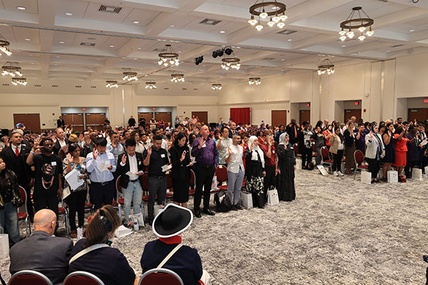Nearly 100 people were formally sworn in as United States citizens during a U.S. District Court Naturalization Ceremony held Sept. 17 at Fritz Pavilion in Armstrong Student Center