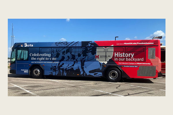 BCRTA bus with Freedom Summer and Western College bus wrap