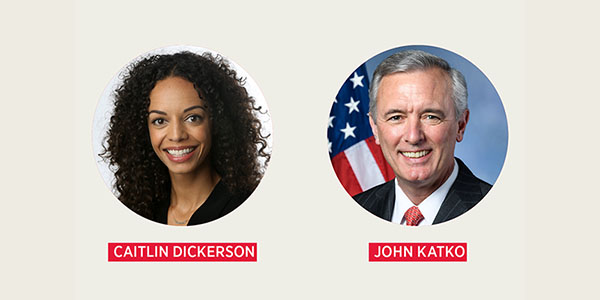 Graphic of Caitlin Dickerson and John Katko