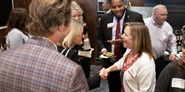 Moira Casey, right, spoke at the State of the City event in Hamilton on Oct. 1.