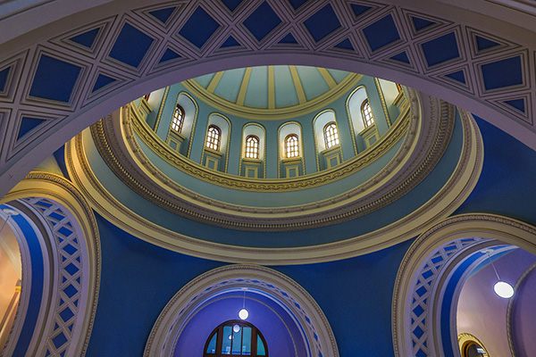 the ceiling and upper windows of the alumni hall rotunda