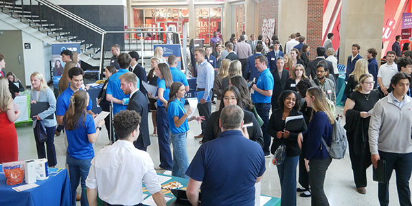 Miami University students at a career fair.