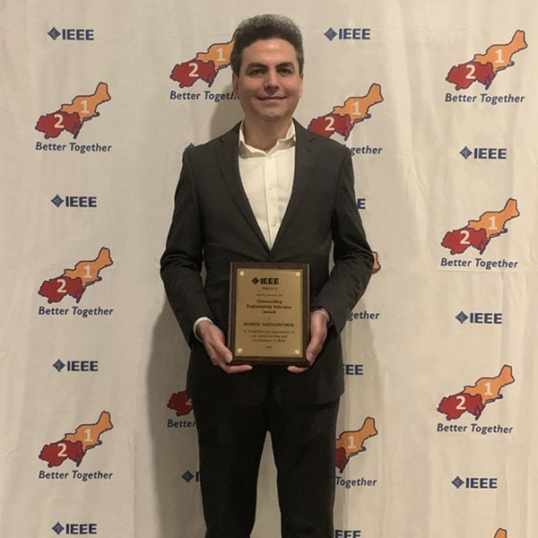 Mahdi Yazdanpour, associate professor in the Department of Engineering Technology, was recently awarded the IEEE Region 2 Outstanding Engineering Educator Award. 