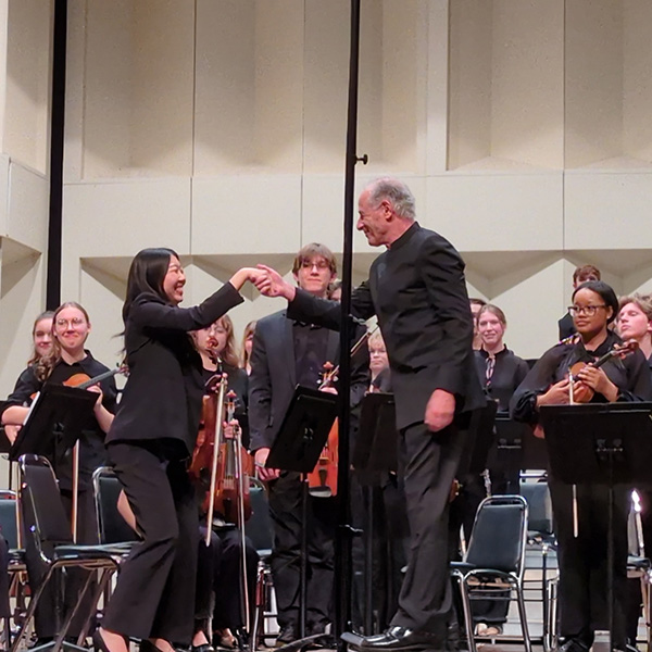 Grace Koo became the Miami University Symphony Orchestra's first non-music major concertmaster. She was chosen by MUSO conductor Ricardo Averbach (photo courtesy of Grace Koo). 