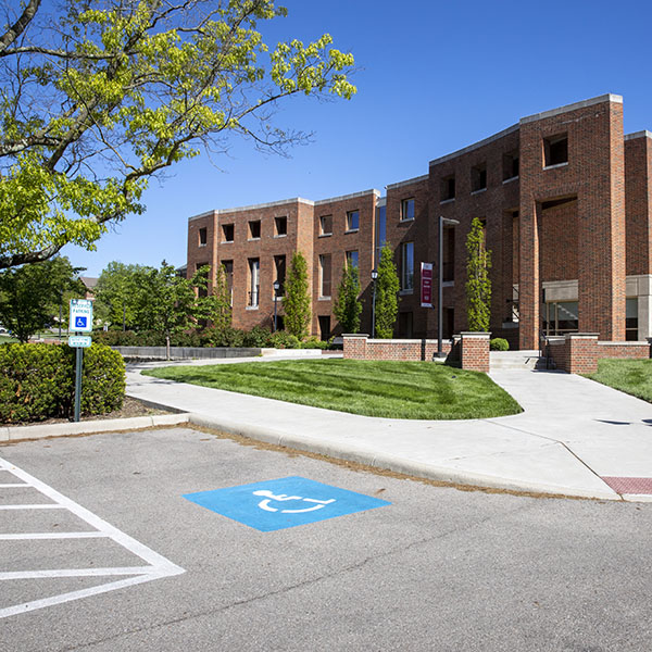 Image of parking outside a campus building
